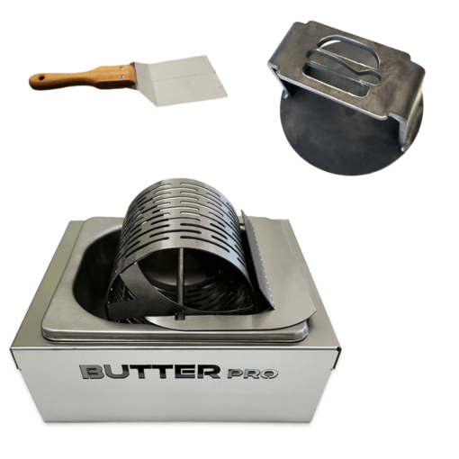 Enmantecadora para Pan de Hamburguesa Butter Pro + Smasher + Espátula - Marca RESINET