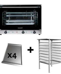 Horno Convector 4 Bandejas 60x40 c/ Humidificador y Grill + Base - Marca Turboblender